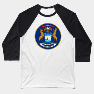 Michigan Coat of Arms Baseball T-Shirt